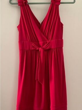 Max & Cleo Bold Red V-Neck Tie-Front Mini Dress